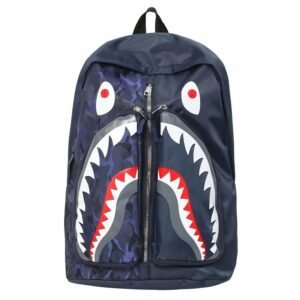 Bape Shark Camouflage Style Dark Blue Backpack