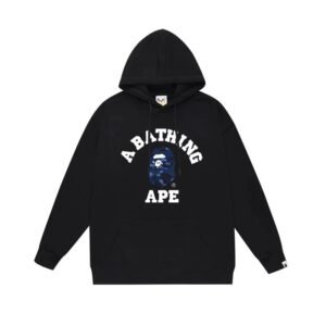 Bape camouflage-style black hoodie
