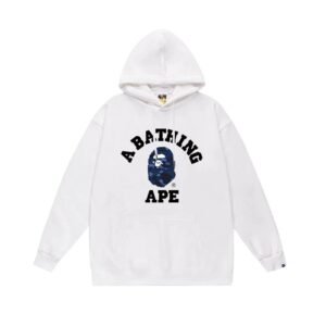 White hoodie with Bape Ape Head print