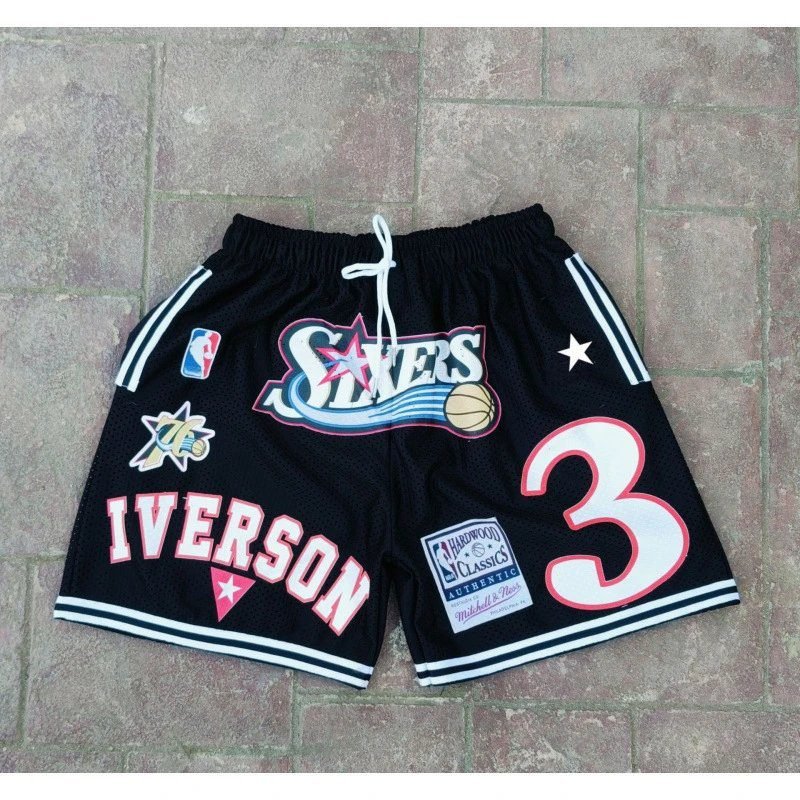 76ers Iverson style black shorts