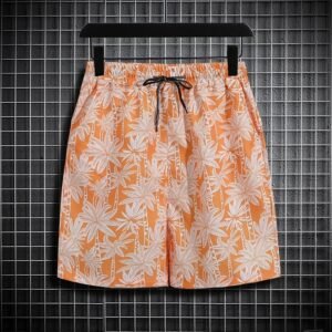 China Selected Orange Shorts with Palm Print