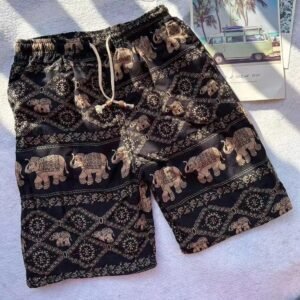 China Selected Retro-style Elephant Print Shorts