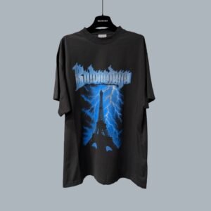 Balenciaga Lightning Style Black T-shirt