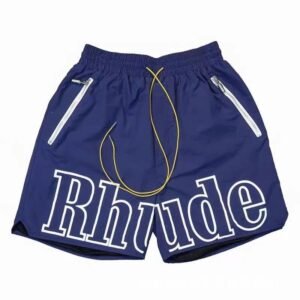RHUDE letter-style dark blue shorts