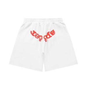 Sp5der red letter white shorts