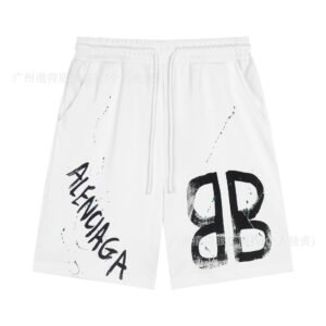 White shorts with Balenciaga graffiti style