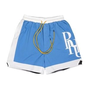RHUDE Blue and White Contrast Color Sports Shorts