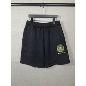 Balenciaga badge-style black shorts