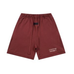 ESSENTIALS minimalist style wine red shorts