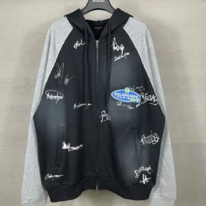 Balenciaga graffiti-style black and grey hoodie