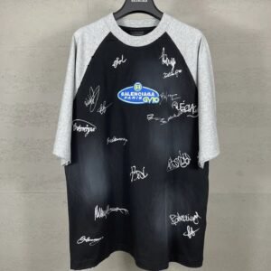 Balenciaga Signature Style Black and Grey T-shirt