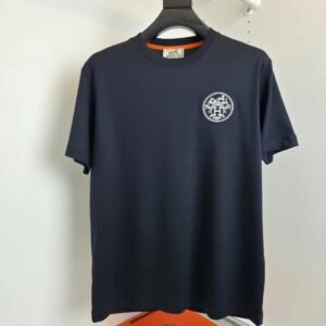 Hermès classic simple style navy blue T-shirt