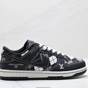 Nike LV co-branded black and white checkered sports shoes