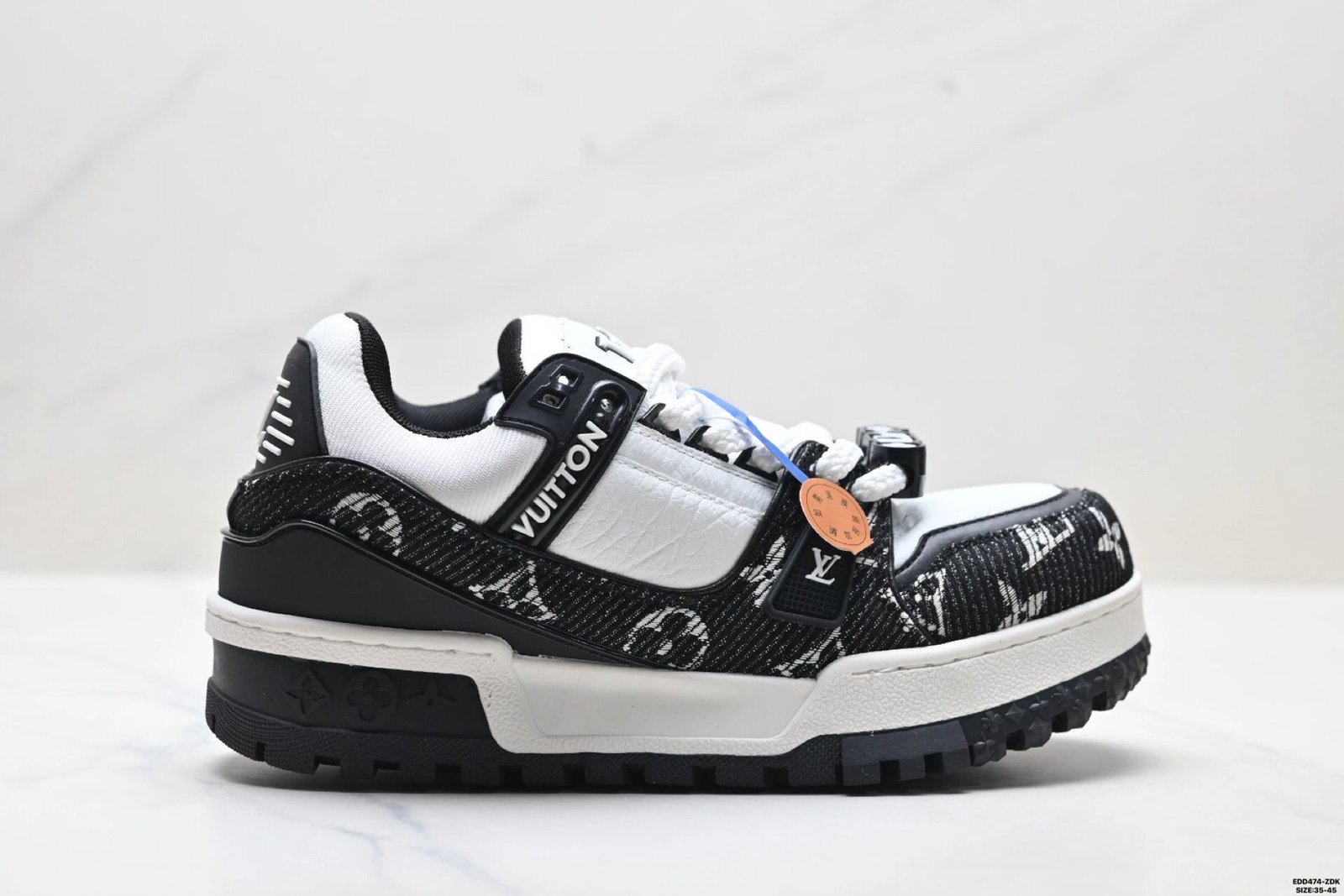 Louis Vuitton black and white trendy sports shoes