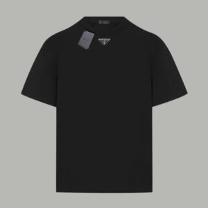 Prada Triangular Logo Simple Black T-shirt