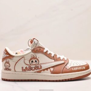 Nike co-branded cartoon-style brown and white shoes