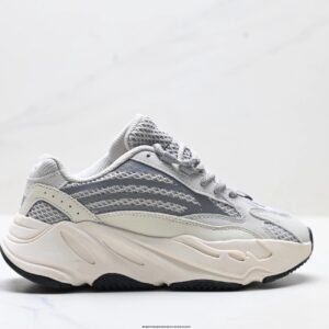 Adidas retro-style gray and white sports shoes