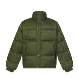 Vintage-style down jacket with Chrome Hearts print
