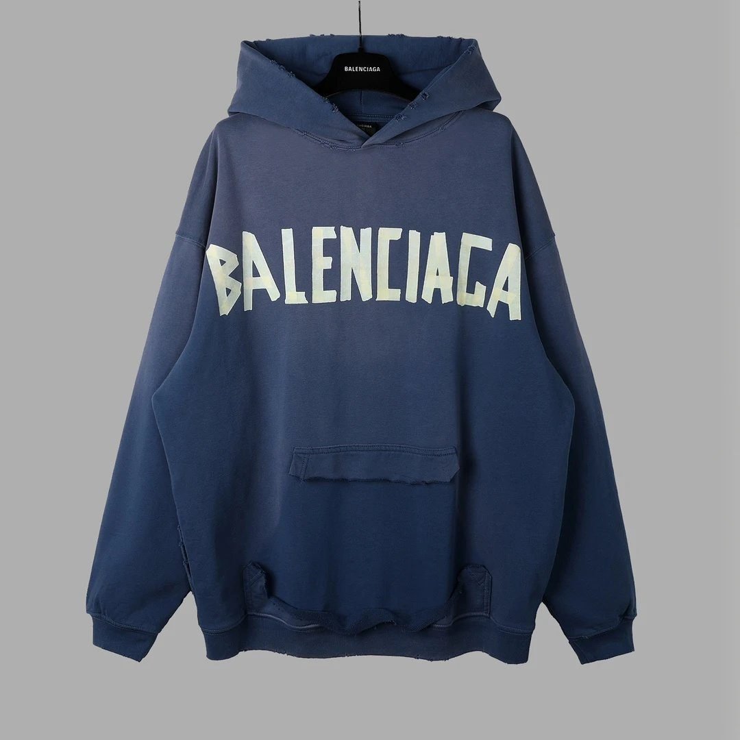 Balenciaga letter-style blue sweatshirt