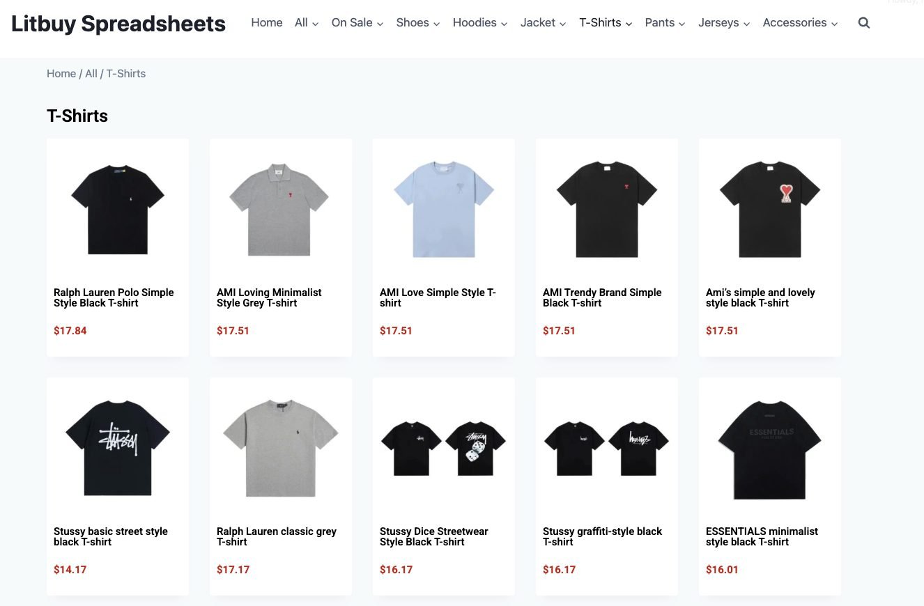 litbuy电子表格购物清单模板