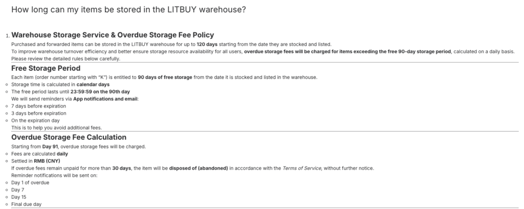 Notice Regarding Updates to litbuy Warehouse Policies