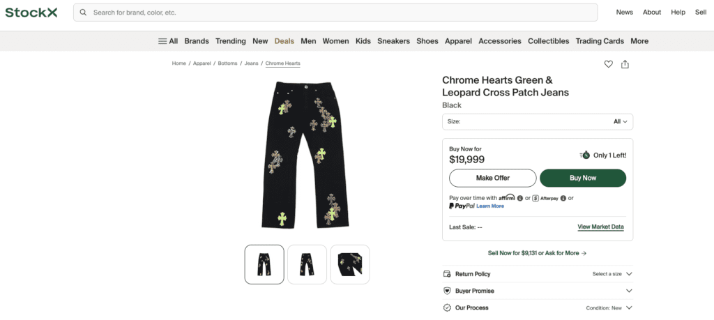 chrome hearts pants stcox Price