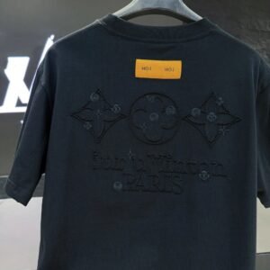 Louis Vuitton Monogram Embroidered Trendy Black Short-sleeve T-shirt