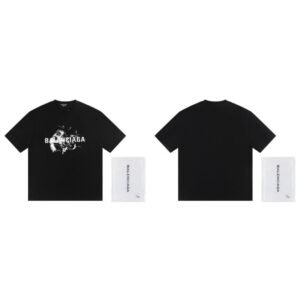 Balenciaga Distressed Print Cool Trendy Black T-Shirt