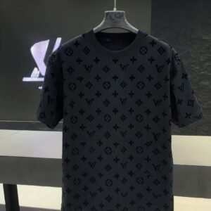 Louis Vuitton Monogram Streetwear Style Charcoal Grey Short-sleeve T-shirt