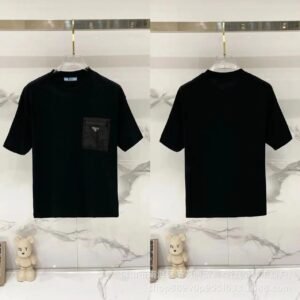 Prada Triangle Logo Minimalist Style Black Short-sleeve T-shirt