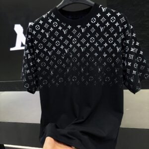 Louis Vuitton Trendy All-over Monogram Print Black T-Shirt