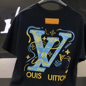 Louis Vuitton Embroidered Collection Trendy Style Black T-Shirt