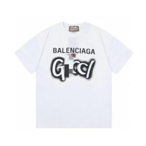 Balenciaga Co-branded Graffiti-style White Short-sleeve T-shirt