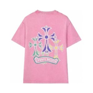 Chrome Hearts Cross Print Vintage-style Pink T-Shirt