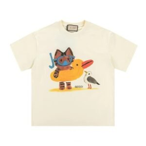 Gucci Off-white Playful Style Cartoon Print T-shirt