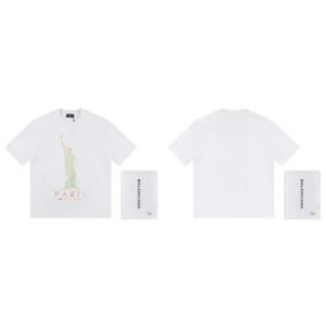 Balenciaga Trendy White T-shirt with Statue of Liberty Print