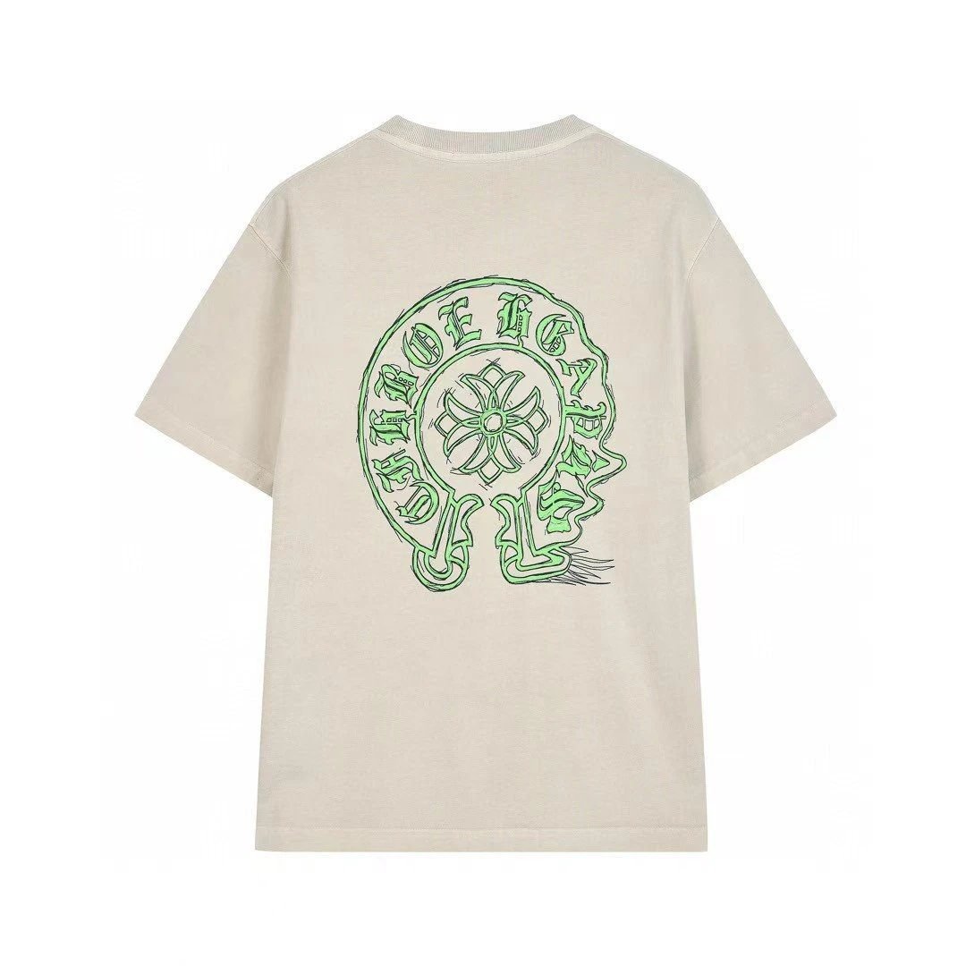 Chrome Hearts Horseshoe Cross Print Street Style Off-white T-shirt