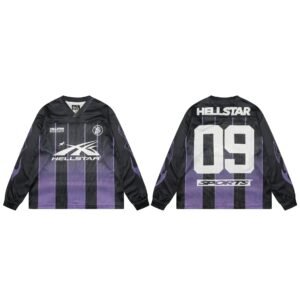 Hellstar Sporty Street Style Black and Purple Long-Sleeve Jersey