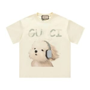 Gucci Dog Print Casual Style Off-white T-shirt