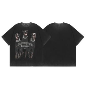 Represent Doberman Print Vintage Style Black Short-sleeve T-shirt