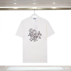 Prada Overlapping Print Street Style White Short Sleeve T-Shirt