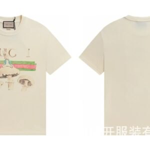 Gucci Co-branded Retro Style Off-white Printed T-Shirt