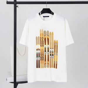 Louis Vuitton Ski-Print Trendy Casual White T-Shirt