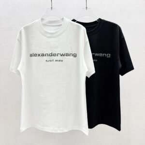 Alexander Wang Letter Print Casual Black and White Short Sleeve T-Shirt