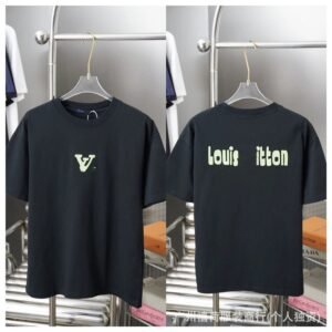Louis Vuitton Letter Print Casual Style Black T-Shirt