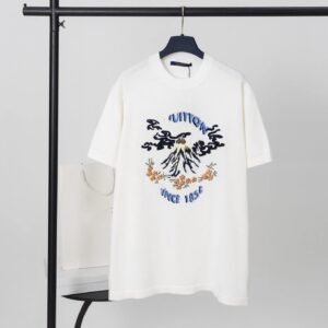 Louis Vuitton Mountain Peak Print Casual Style White T-Shirt