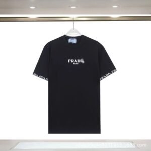 Prada Webbing Trendy Style Black Short-sleeve T-shirt