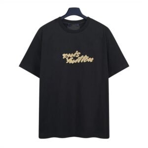 Louis Vuitton Embroidered Trendy Style Black Short-sleeve T-shirt