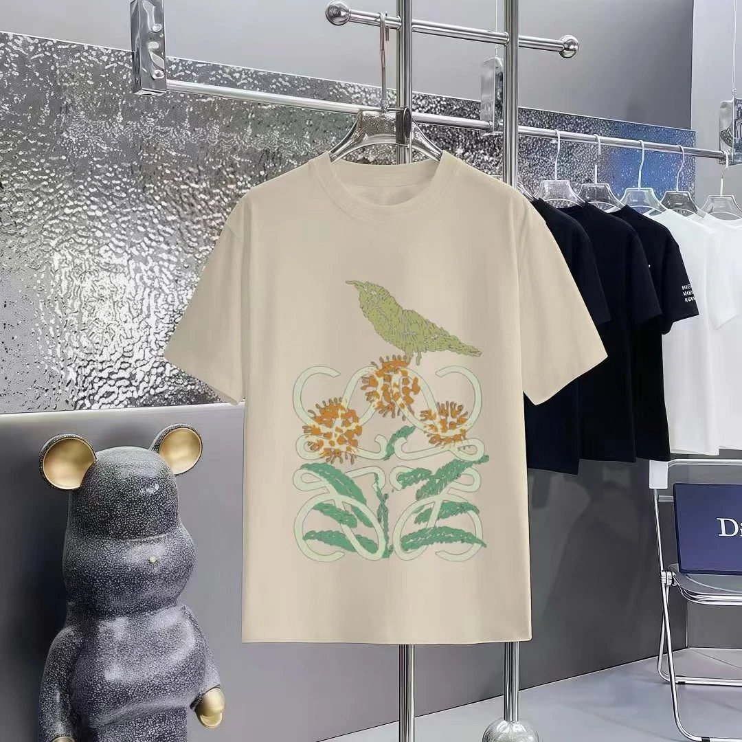 LOEWE Bird and Flower Print Casual Off-white T-shirt