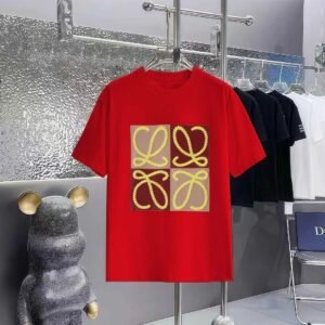 LOEWE Embroidered Streetwear-style Red Short-sleeve T-shirt